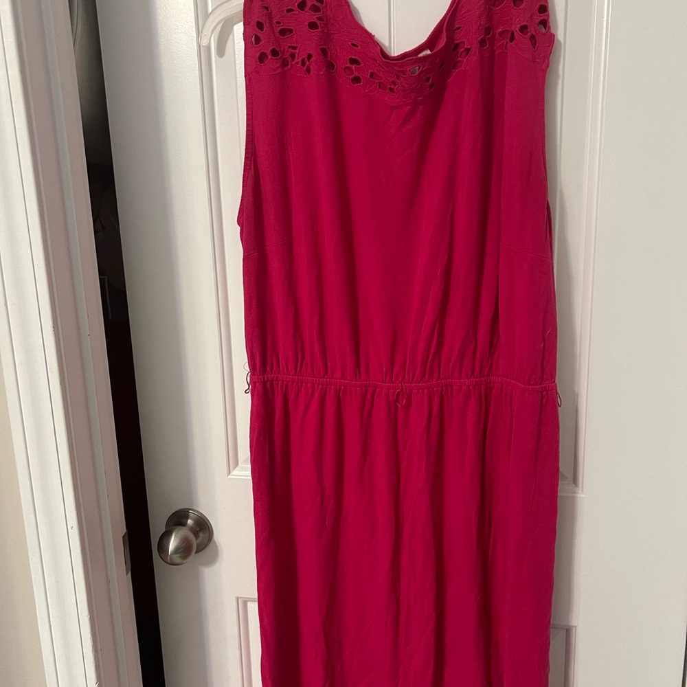 Madison Fuchsia Sleeveless Top with Eyelet Design